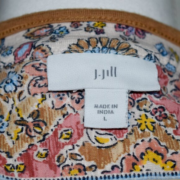 J. Jill Size L | Floral Boho Tunic Blouse | V-Neck Peasant Top - Picture 6 of 6